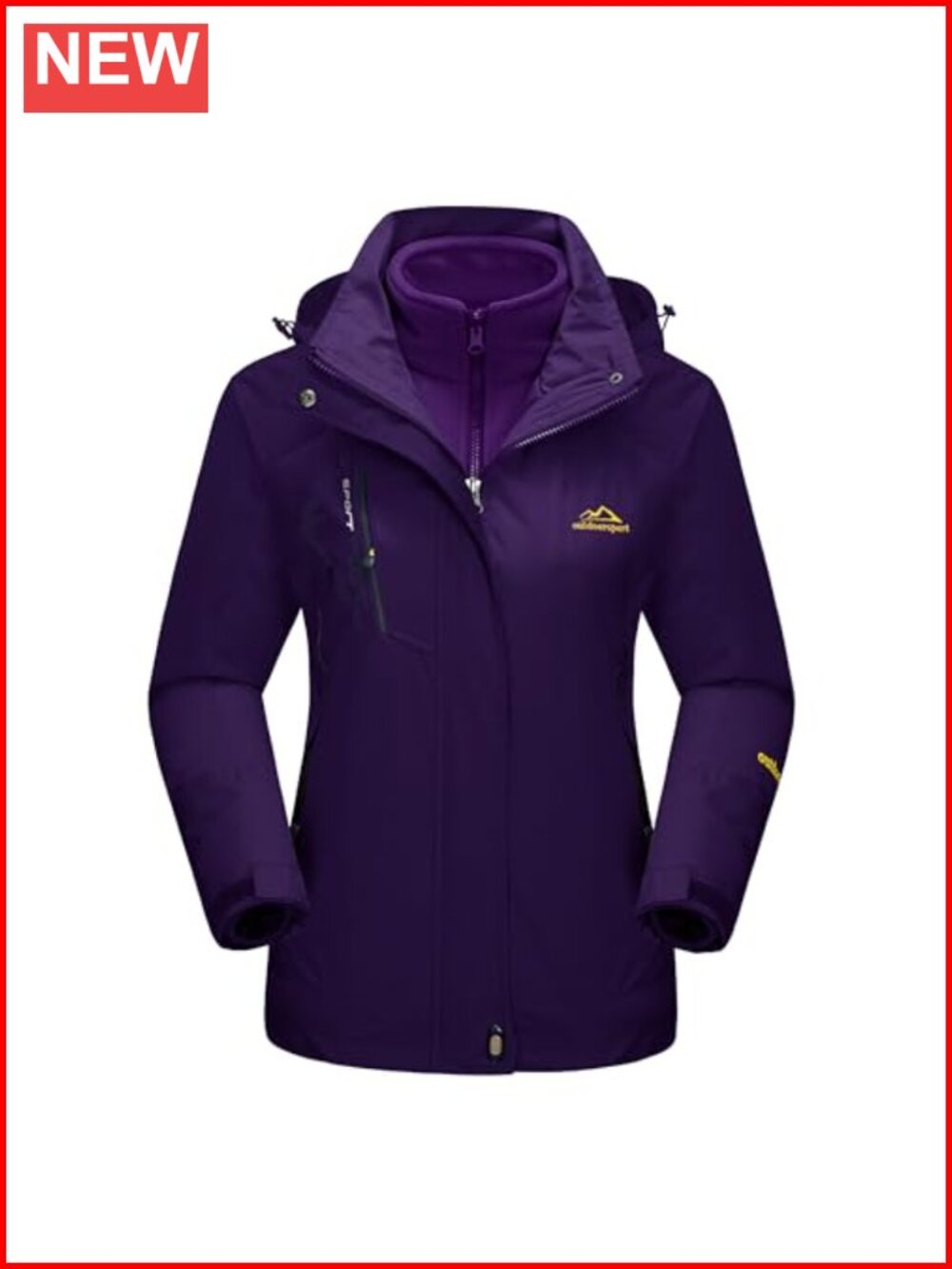 3-in-1 Waterproof Ski Jacket Fleece Lined Windproof Winter Parka
